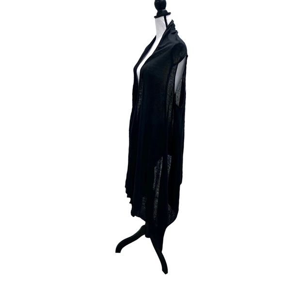 DKNY BLACK LINEN KNIT OPEN FRONT SWEATER VEST MULTIWAY INFINITY WRAP - Picture 9 of 15